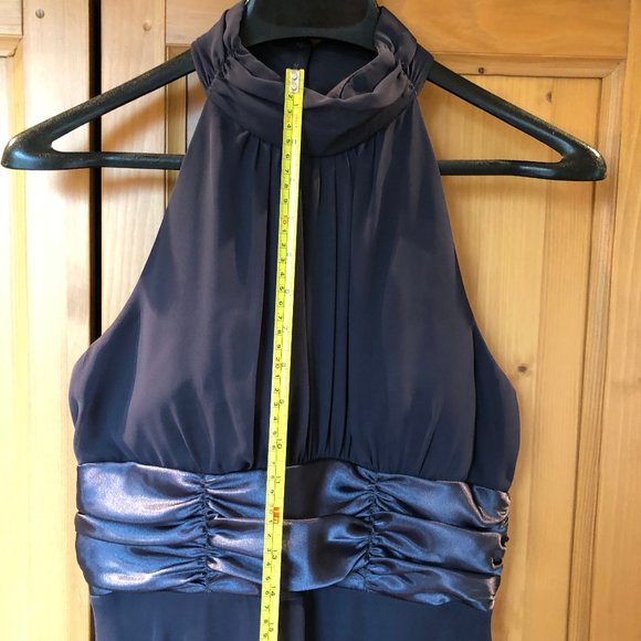 Grey-Teal Halter-style Midi Cocktail dress - Picture 4 of 13